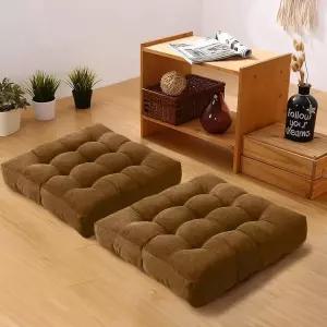 Gfobip 바닥 베개 세트 사각 의자 쿠션 패드 거실 발코니용 터프트 시트 사무실 브라운 18x18in