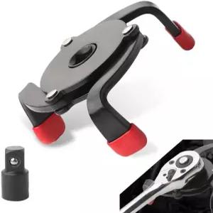 leechio 1 PC 3/8인치 3-Jaw 오일 필터 렌치 원웨이 플랫 논슬립 제거 도구 범용 드라이브 스틸 대부분의