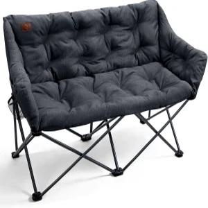 에버 어드밴스드 더블 캠핑 의자 패딩 접이식 러브시트 벤치 사이드 포켓 휴대용 소파 쿠션이 있는 2인용