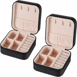 KYHYFJMD 여행용 주얼리 케이스 2팩 미니 박스 휴대용 정리함 여성 소녀 선물 상자 반지 귀걸이 목걸이