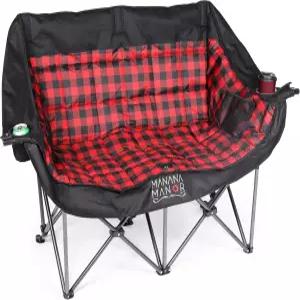 마나나 매너 더블 캠핑 의자 - 최대 650파운드 2인용 휴대용 및 접이식 추가 패딩 소파 컵 홀더 가방 포함