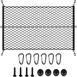 화물망 41 x 30 인치 수하물망 보관망 및 후크가 있는 소형 메쉬 차량 트렁크 액세서리 정리 안전한 화물