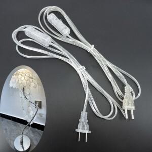 투명한 AC 전원 연장 코드, 미국 유럽 303 온라인 스위치, EU 플러그 익스텐션 케이블, LED 테이블 램프용