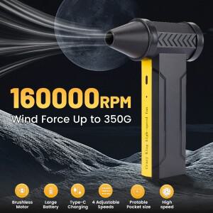 10000mAh 휴대용 터보 팬 F16 블로워 160000RPM 미니 먼지 제거 도구, 자동차/PC/가정 청소용 강력 압축