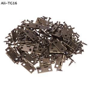 50개/박스 힌지 + 200개 나사 철 금색 은색 검정색 청동색 4홀 내구성 가구 하드웨어 미니 장식