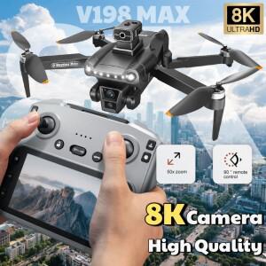 V198MAX GPS 드론 8K 전문가용 카메라 항공 FPV 브러시 레이저 장애물 감지 대형 화면 리모컨