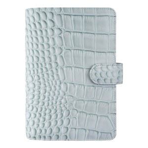 필로팍스 클래식 정리함, 포켓 사이즈, 실버 미스트 - 악어 프린트, 이탈리아 송아지 가죽, 식스 링, 주간 보기 삽입물, 다국어 (C026096)