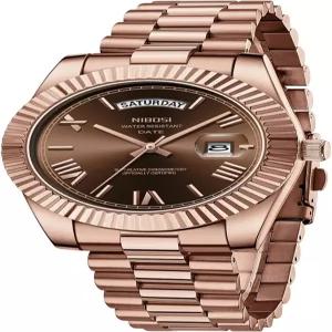 NIBOSI 남성용 아날로그 쿼츠 스테인리스 스틸 로즈 골드 실버 시계 방수 비즈니스 클래식 데시거 손목시계