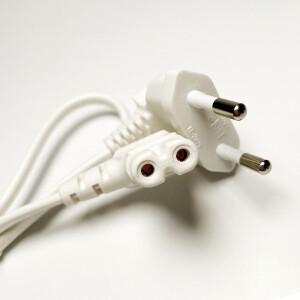 1pcs 직각 EU 전원 코드 그림 8 C7 유럽 2 핀 남성 90도 각도 AC 플러그 케이블 흰색