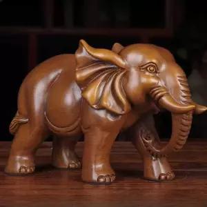 코끼리 나무 조각상 책상 장식품 오피스 인테리어 소품