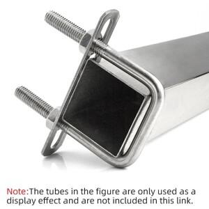 304 스테인레스 스틸 사각 클램프 직각 U 볼트, 배플 파이프 나사, M6 2 세트,