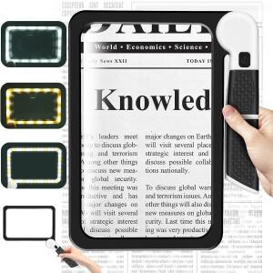 48개의 LED 조명이 있는 5X 돋보기 황반 변성 노인을 위한 휴대용 대형 직사각형 독서 디밍 가능