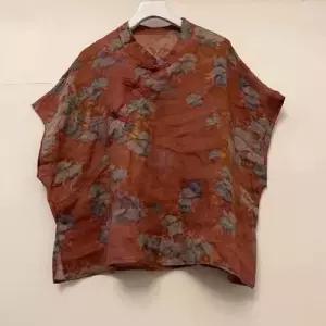 EAMT 여사친 원피스 빈티지 풀오버 차이나 민소매 트윌 셔츠 모시 프린트 EUNG1