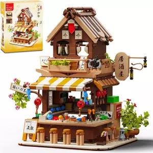 OQMI 일본 이자카야 상점 미니 빌딩 블록 세트 크리에이티브 스트리트 뷰 하우스 장난감 건축 모델 키트