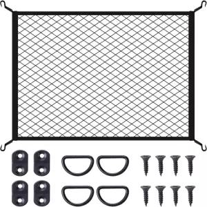 고정 후크 D-링 러기지 커버가 있는 JINGKE 탄성 카고 네트 SUV 리어 트렁크 침대 커버 넷 스트레치블 메시