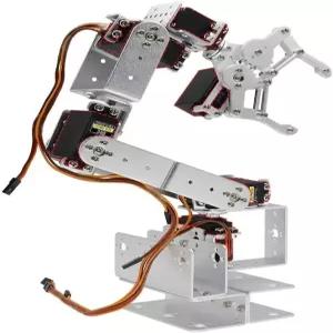 DIYmore 로봇 팔 키트 실버 ROT3U 6DOF 알루미늄 기계식 클램프 클로 납땜 필요 없음(서보 없이 조립되지