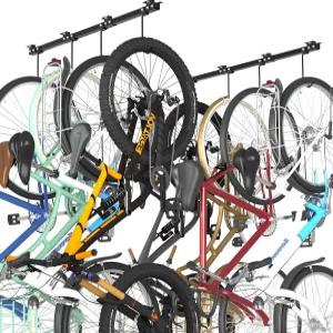 BTRAM 조절식 천장 장착 자전거 거치대 차고용 4-8대의 공간 절약형 수납용 행거 - 후크 멋진 거치대.