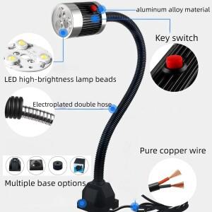 LED 기계 공구 조명 6W 롱 암 호스 작업장 작업등 자석/나사형 베이스 초강력 산업용 램프