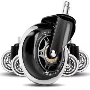 하드우드 바닥 및 카펫용 사무용 의자 바퀴 교체 고무 캐스터 헤비 듀티 부드러운 무소음 롤링 세트 5개