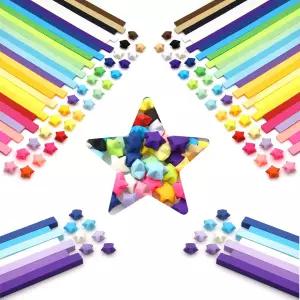 행운의 별 장식을 위한 2160장 글리터 종이접기 종이 스트립 DIY 핸드 아트 공예