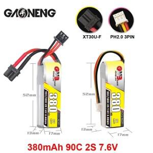 FPV 드론 RC 쿼드콥터용 GNB 90C/180C 7.6V 380mAh HV Lipo XT30/PH2.0-3P 커넥터가 있는 1:28 자동차 2S L