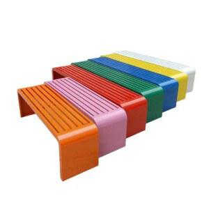 야외 철제 벤치 100x40x45 의자 대기 스테인리스 공원 주황 카페