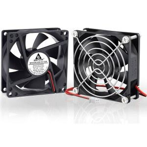 GDSTIME 2 팩 80mm x 25mm 듀얼 볼 베어링 고속 4500RPM 12V DC 브러시리스 냉각 팬 2핀