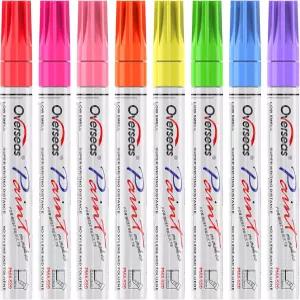 해외 네온 형광 페인트 마커 펜 플라스틱 유리 암석 목재 캔버스 금속 호박을 위한 8가지 색상의 오일 기반