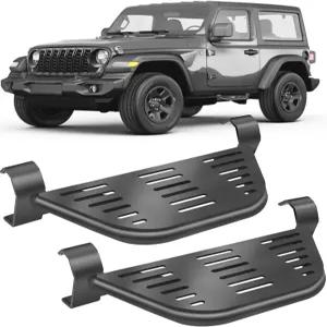 20182026 지프 랭글러 2도어 및 20202026 글래디에이터 2도어에 장착되는 2Pcs 록 레일 사이드 스텝 러닝