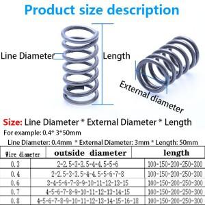 65MN 압축 스프링 와이어 직경 0.6/0.7/0.8mm 로터 압력 긴 길이 100-300mm