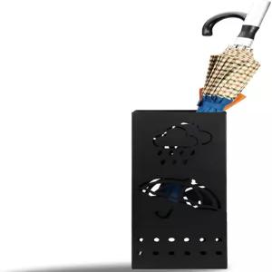 입구용 BEWBBAT 우산 스탠드 랙 블랙 스퀘어 메탈 홀더 홈 오피스 호텔 장식용 무료 스탠딩 보관함 6 x 17