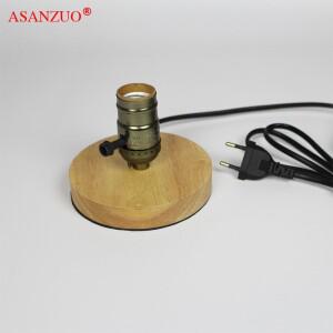 ASANZUO 테이블 램프 빈티지 아메리칸 컨트리 레트로 스타일 데스크탑 장식 솔리드 우드 알루미늄 소재 E2