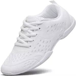 푸차오 여자 흰색 치어리딩 슈즈 통기성 청소년 스니커즈 대회 운동 훈련 댄스 테니스화