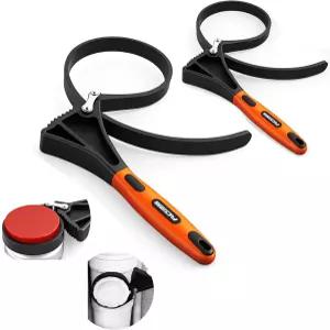 2피스 스트랩 렌치 세트 조절 가능한 고무 오일 필터 최대 직경 4인치 및 6인치 배수 하수구 캡 싱크