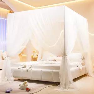 아키키 프린세스 4 코너 포스트 모기장 - 아늑한 드레이프 네팅 3 여아 침대 남자 어른용 캐노피 커튼