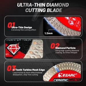 76mm 다이아몬드 커팅 디스크, 2PC 초박형 톱날, 도자기 화강암 대리석 타일 세라믹 절단용, 원형