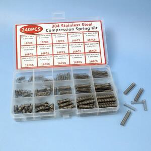 전문가용 240개 스프링 모음 키트(15개 크기 포함) 스테인레스 스틸 아연 도금 미니 압축/연장/토션