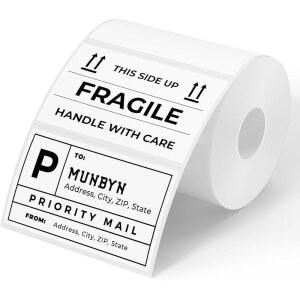 MUNBYN 3x2 인치 흰색 열 라벨, 가격, 바코드, 우편, 이름, 500장 / 1롤용 열 스티커 라벨
