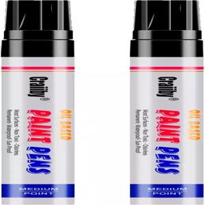 검은색 페인트 마커 2팩 오일 기반 방수 퀵 드라이 영구 펜 세트 암석 페인팅 목재 패브릭 플라스틱 캔버스