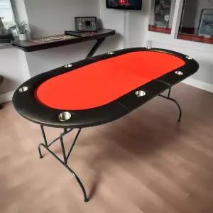 8인용 접이식 포커 테이블 디자인 컵 홀더가 있는 73인치 라이트 시리즈 빨간색