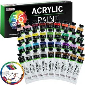 미국 아트 서플라이 36 컬러 전문 아크릴 페인트 세트 12ml 튜브 - 성인 예술가 학생 초보자를 위한 페인팅