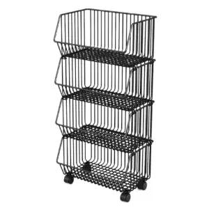 야채 선반 트롤리 바구니 주방 수납 과일 보관함 철제 이동식