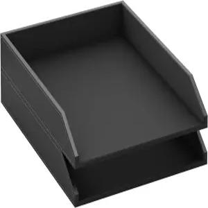 가죽 레터 트레이 사무용품 종이 파일 잡지 데스크톱용 티포텐 스태커블 책상 정리함 홀더(블랙-2티어)