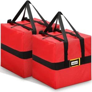 걸프뮤 크리스마스 보관 가방 2개 갈랜드 장식품 손잡이가 달린 빨간색 블랙 박스와 휴일 트리 장식용 지퍼