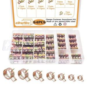 84PCS 7-17mm 연료 라인 호스 클램프 스프링 실리콘 진공 와이어 에어 파이프 및 부싱 자동차 교체 패스너 선택 키트 DD006-c