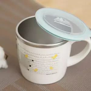 손잡이 어린이 스텐 컵 양손 유아 스텐 컵 베이비 이유식