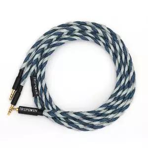 Tripowin GranVia 수제 헤드폰 교체 케이블 HD650 HD580 HD800 HIFIMAN ANANDA 그레이 26AWG 36 가닥 x 4