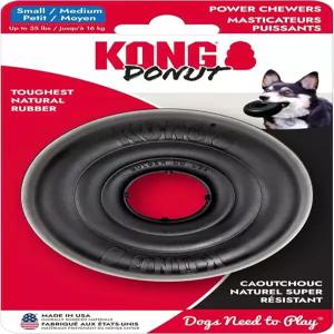 콩 익스트림 도넛 개 장난감 - 파워 츄어를 위한 가장 튼튼한 내구성 있는 천연 고무 씹기 치아와 잇몸에