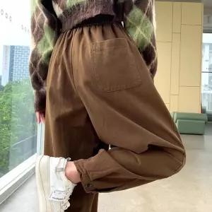 바지 팬츠 춘추 여자 하이웨스트 도톰 빅사이즈 카고 조거 배기 트윌 9부 CH3