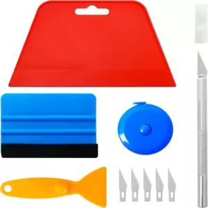 필 앤 스틱 벽지용 CiCwind 벽지 스무딩 도구 세트 접촉 종이 벽지에는 빨간색 스크래퍼 블루 펠트